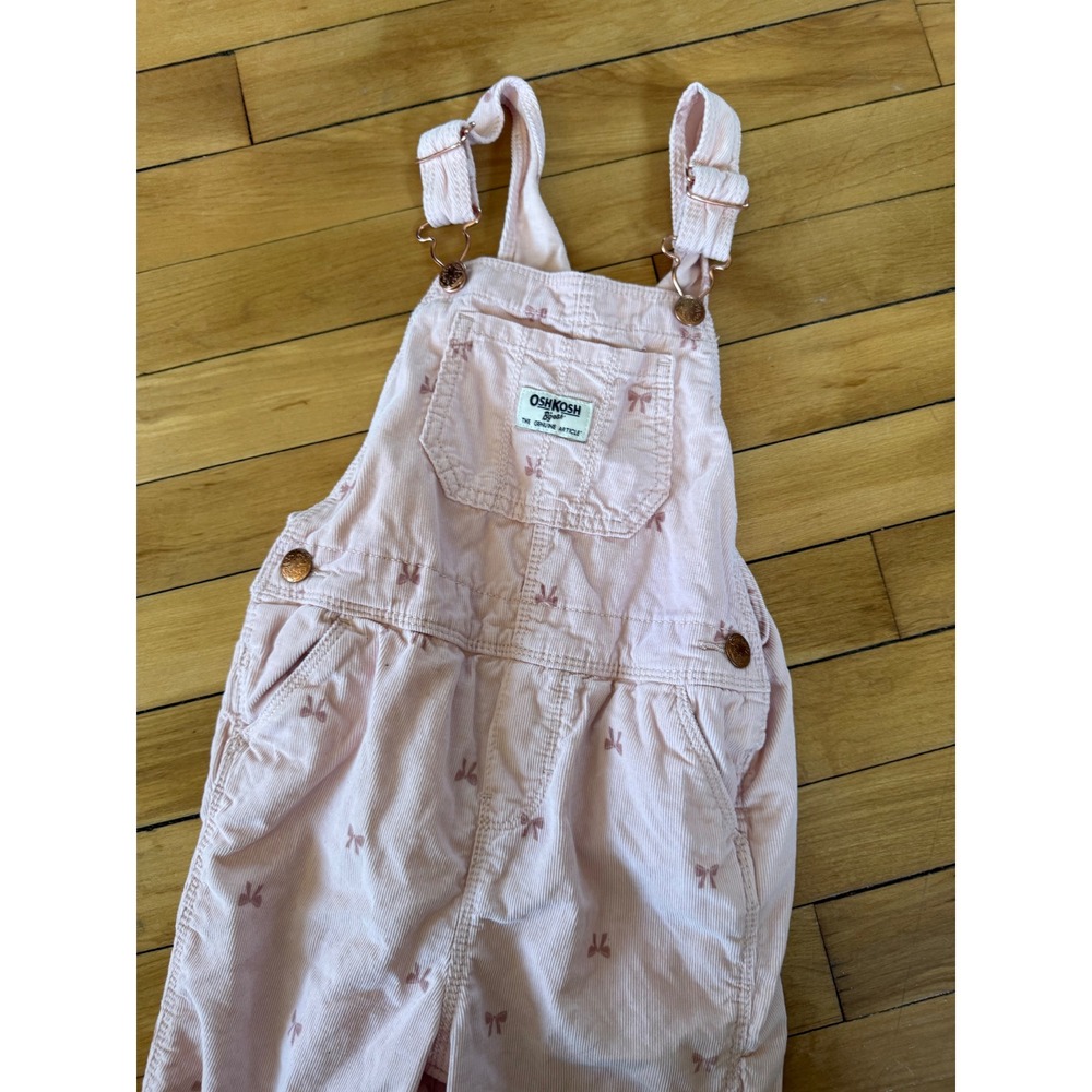 Oshkosh B'gosh pink bow print youth overalls - Picture 5 of 6